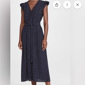 AYR Navy Polka Dot Midi Dress size small